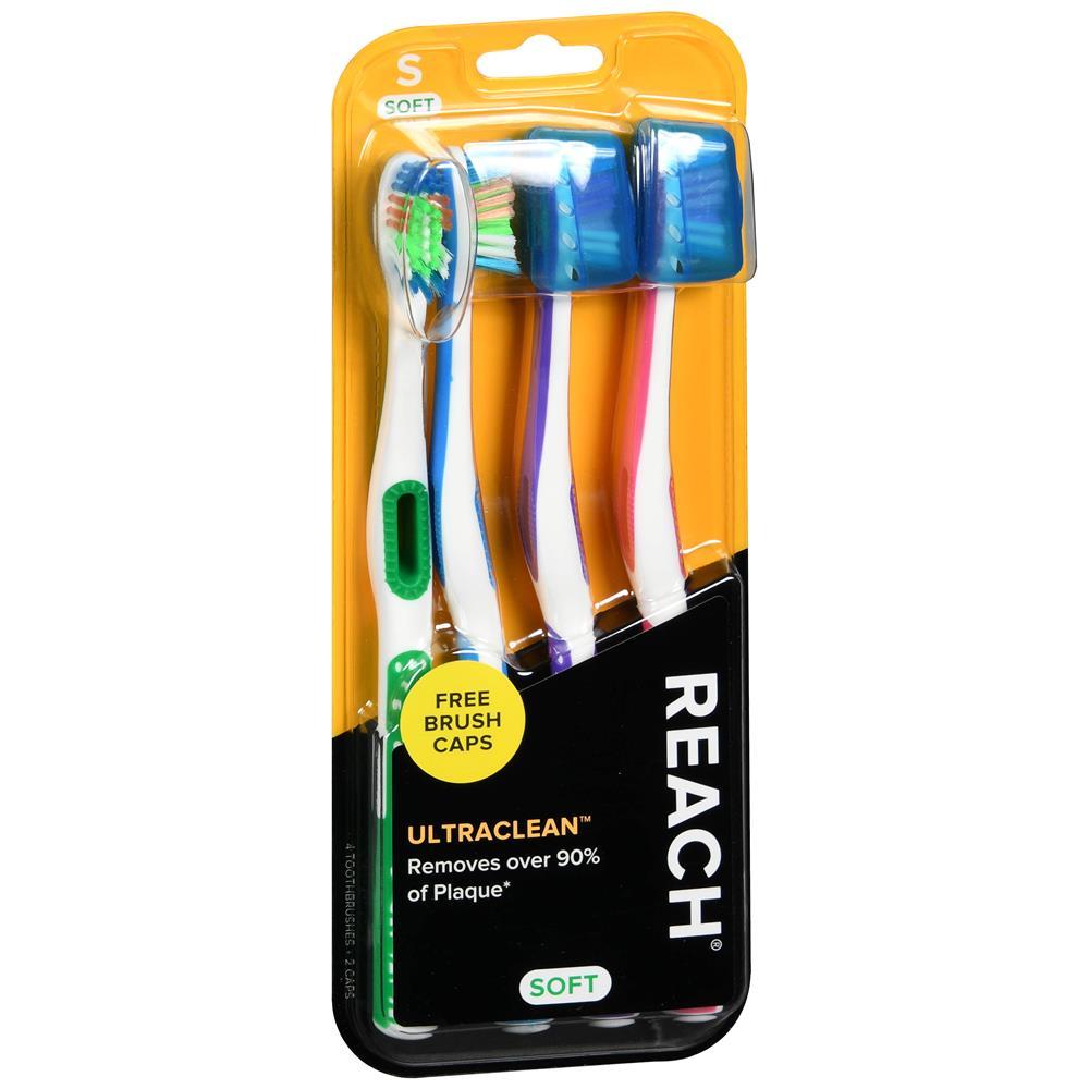 REACH ULTRACLEAN SOFT TOOTHBRUSH WITH 4 COUNT (PACK OF 1) MULTICOLOR