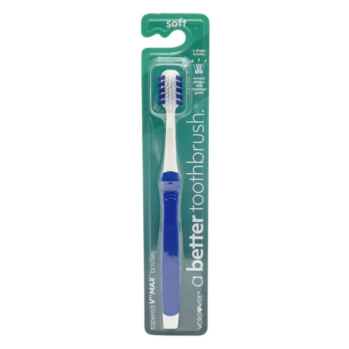 WORLDWIDE A BETTER TOOTHBRUSH TAPERED V-MAX BRISTLES