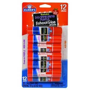 Elmer's 12pk Washable School Glue Sticks - Disappearing Purple