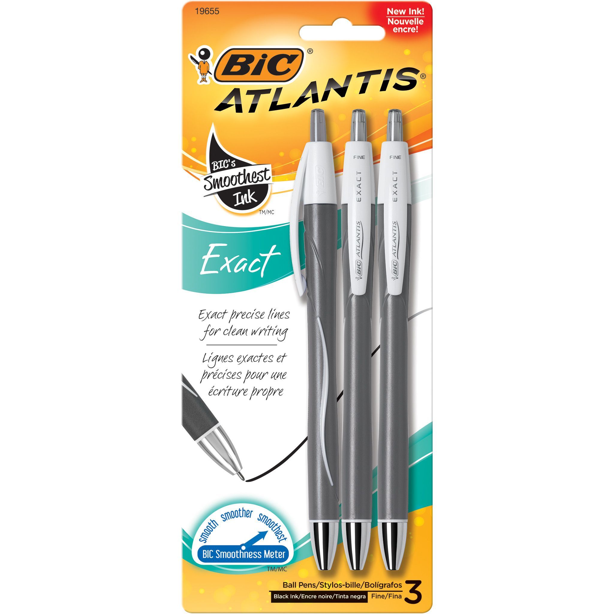 BIC Atlantis Ballpoint Pens Assorted Ink (Pack of 3)