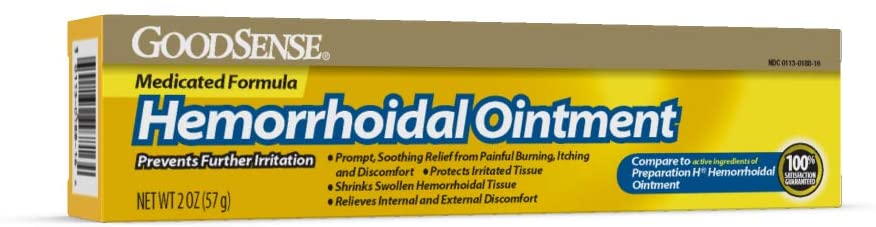 GoodSense Hemorrhoidal Ointment, Phenylephrine HCl, Petrolatum, Mineral oil, Relief from Burning, Itching and Discomfort of Hemorrhoids, 2 Ounces