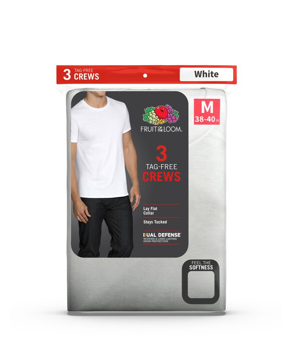 Fruit Of The Loom Men's 3-Pack Breathable Crew Neck T-Shirts - Moisture Wicking, Stay-Tucked, Sizes L-XL, White