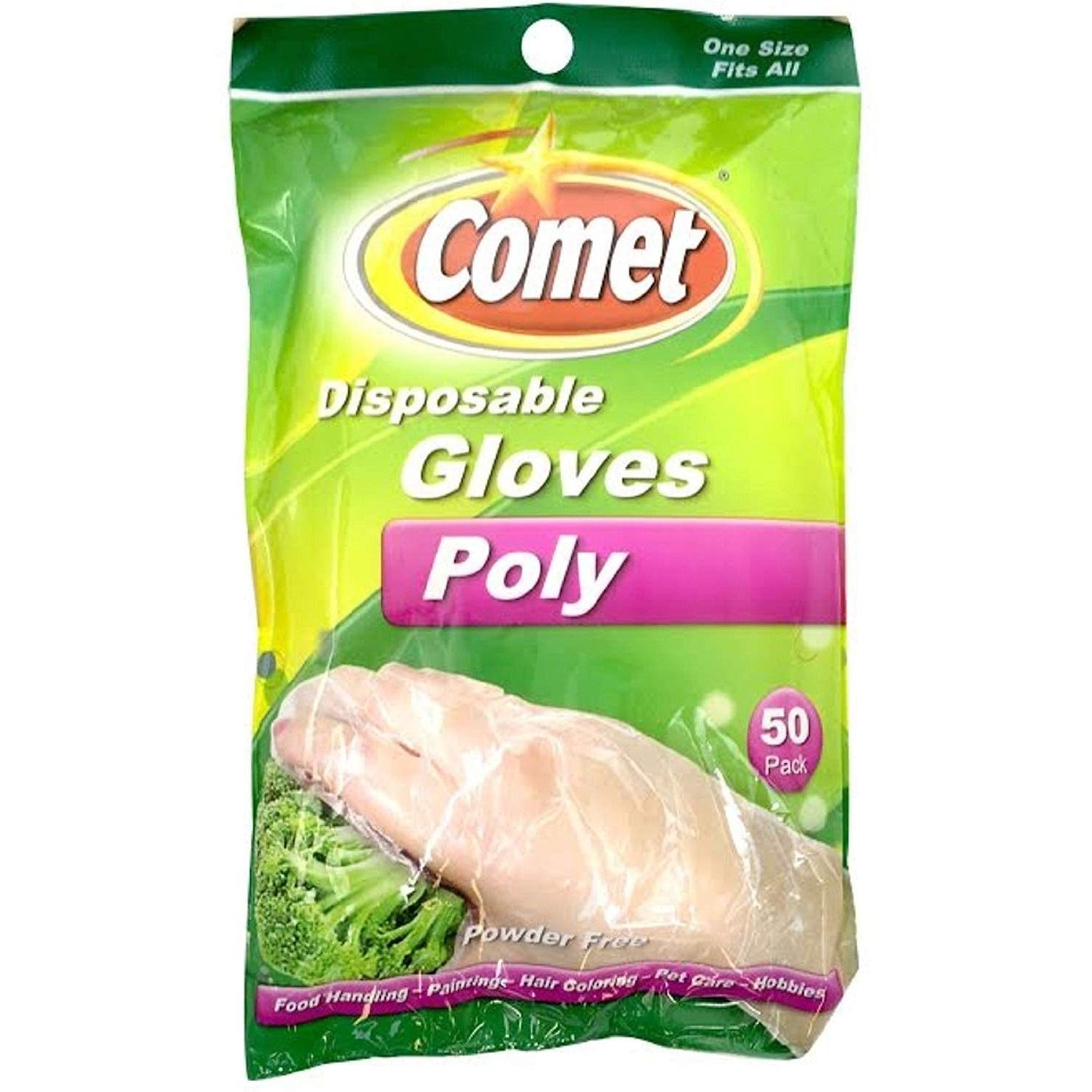 Comet, 5 Pack, Disposable Gloves, Poly, One Size Fits All 50 ea
