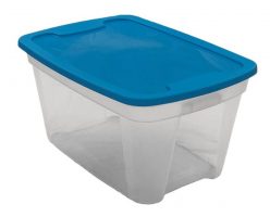 20 Quart	Storage Tote with Clear Base and Aqua Lid