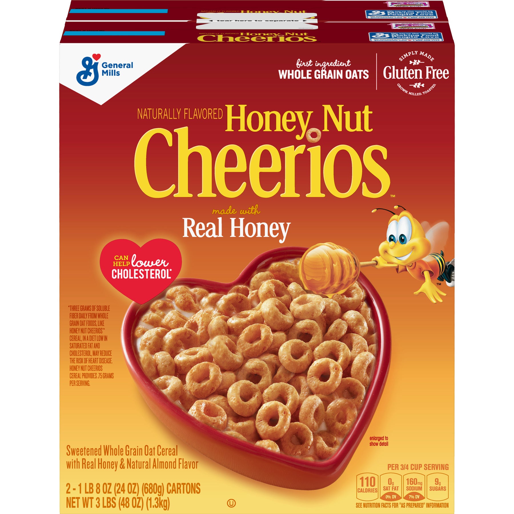Honey Nut Cheerios Gluten Free Breakfast Cereal, 48 oz