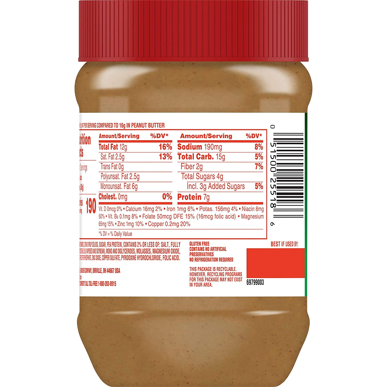Jif Creamy Reduced Fat Peanut Butter Spread 16 OZ