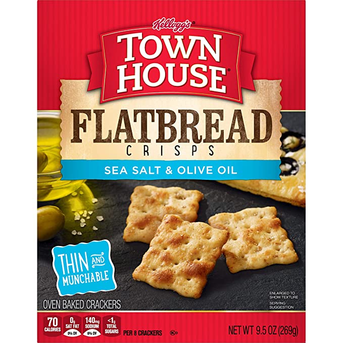 Kellog Town House Sea Salt & Olive Oil Flatbread Crisp Crackers 9.5 OZ