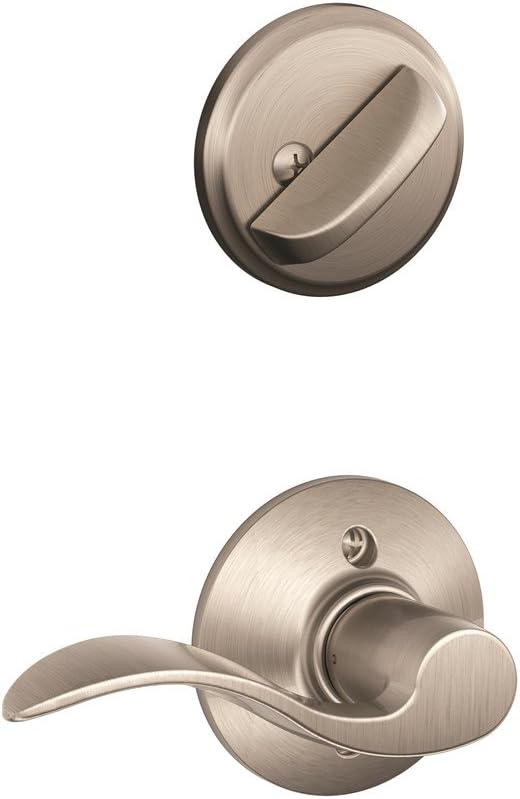 Schlage / F Series Single Cylinder Interior Trim Pack / Door Handle Accent Lever / Right Hand / Satin Nickel / Single Cylinder / F59ACC619RH