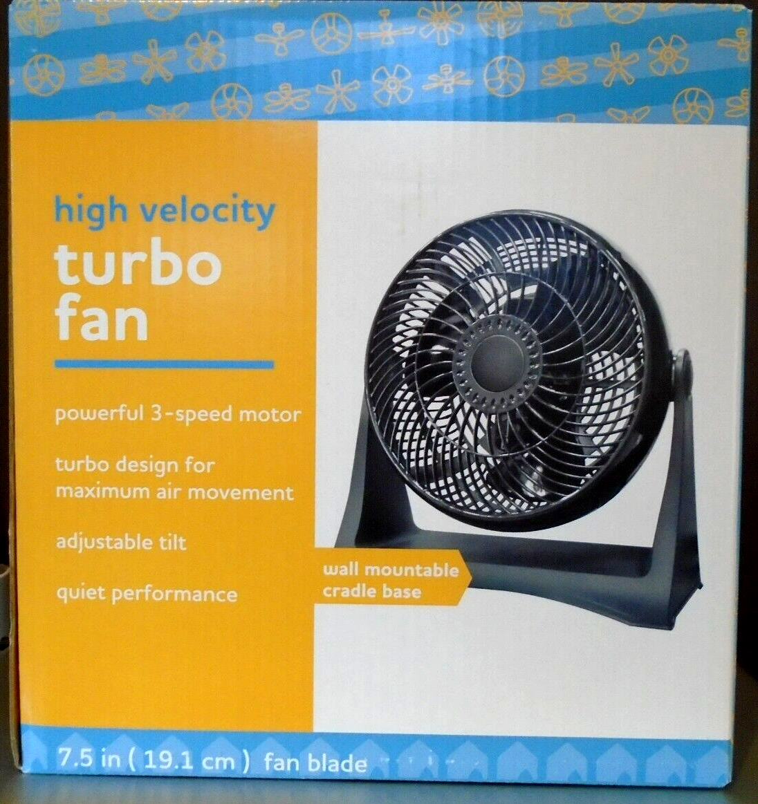 Comfort Zone 7.5” Blade High Velocity Turbo Fan ~ Black 3 Speed
