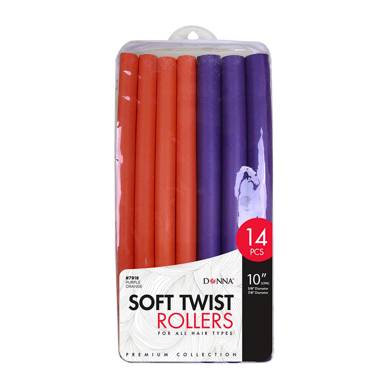 Donna Soft Twist Roller, 10 Inch Long 7918 Purple and Orange, 14pc