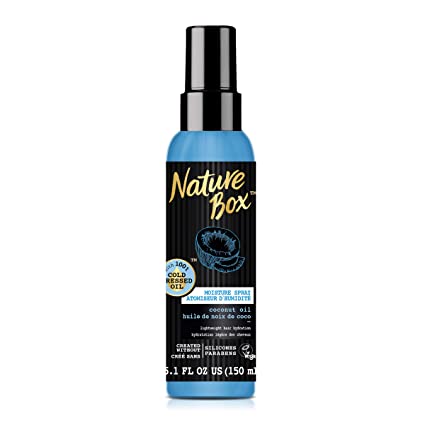 Nature Box Hair Moisture Spray - for Lightweight Hydration, with 100% Cold Pressed Coconut Oil, 5.1 Ounce