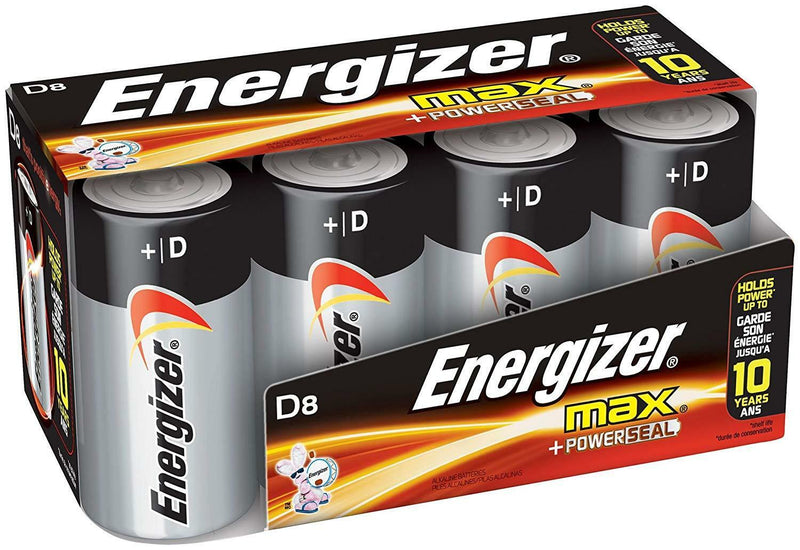 Energizer Max Alkaline Batteries, 1.5 V, D - 8 batteries