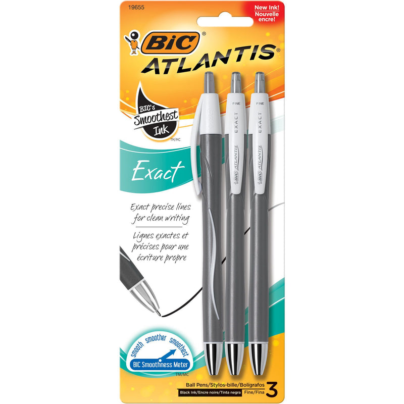 Bic VCGNP31-B-BLK Black Atlantis Comfort Pens 3 Count