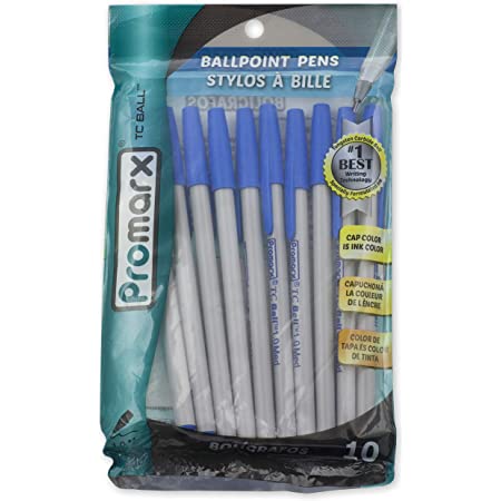 Promarx BP43-BR1P10-48 TC Ball Stick Pens, Medium Point, 1.0 mm, Blue Ink, 10 count