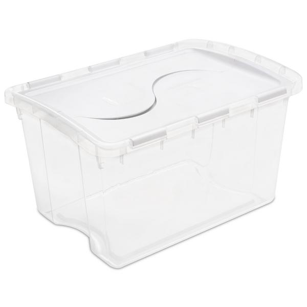 Sterilite Hinged Lid Storage Box White, 48 QT.