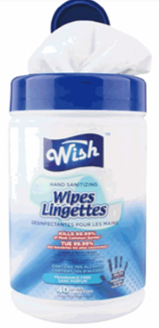 Wish Hand Sanitizing Wipes Can 40 Count 75% Alcohol