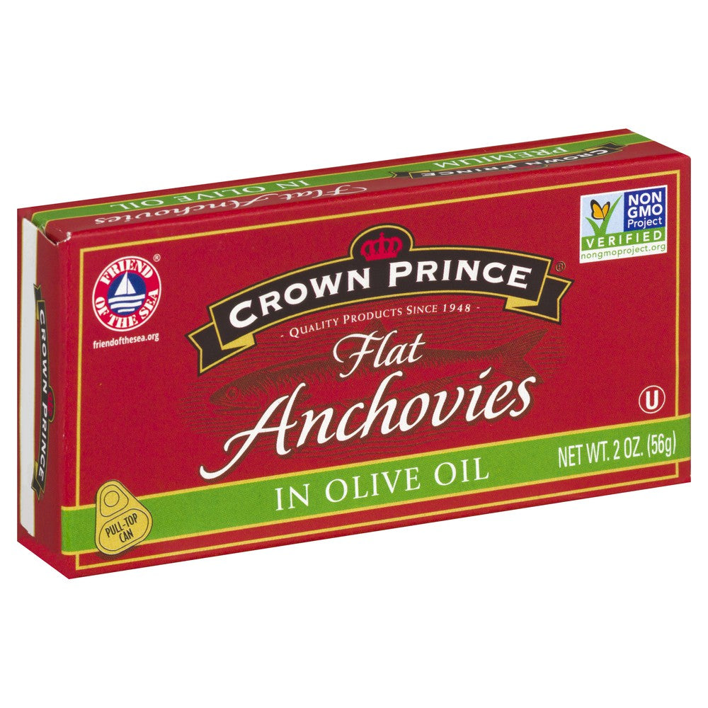 Crown Prince Flat Anchovies in Olive Oil 2 OZ