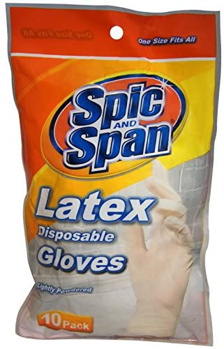 Spic And Span Latex Disposable Gloves, One Size Fits All, 10 ea