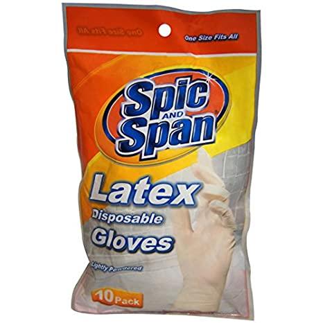Spic And Span Latex Disposable Gloves, One Size Fits All, 10 ea (Pack of 10)