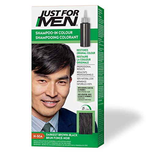 Just For Men Shampoo-In Color, Hair Coloring for Men - Darkest Brown-Black