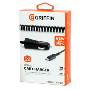 Griffin Power Jolt SE USB-C Car Charger w/ Coiled Cord Max Rate Charging