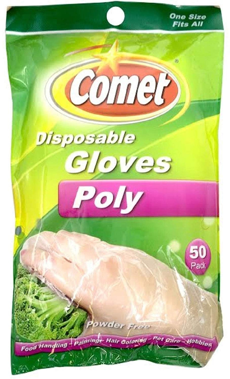 Comet Disposable Gloves, Poly, One Size Fits All 50 ea