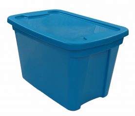 10 Gallon Blue Plastic Tote with lid