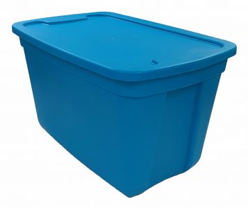 Extra Large 20 Gallon Blue Plastic Tote with lid