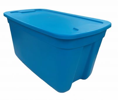 Extra Extra Large 30 Gallon Blue Plastic Tote with lid