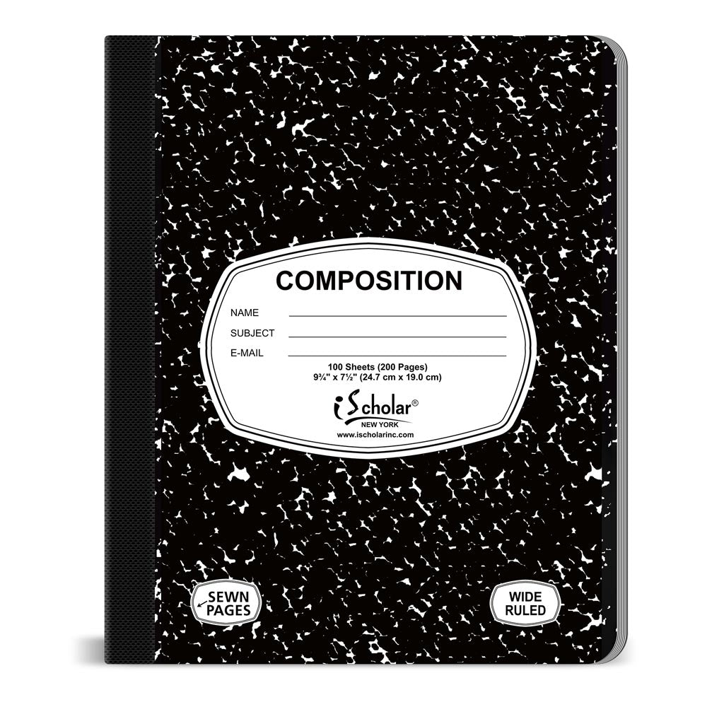 Black Marble Composition Notebook 100 Sheets Wide Ruled