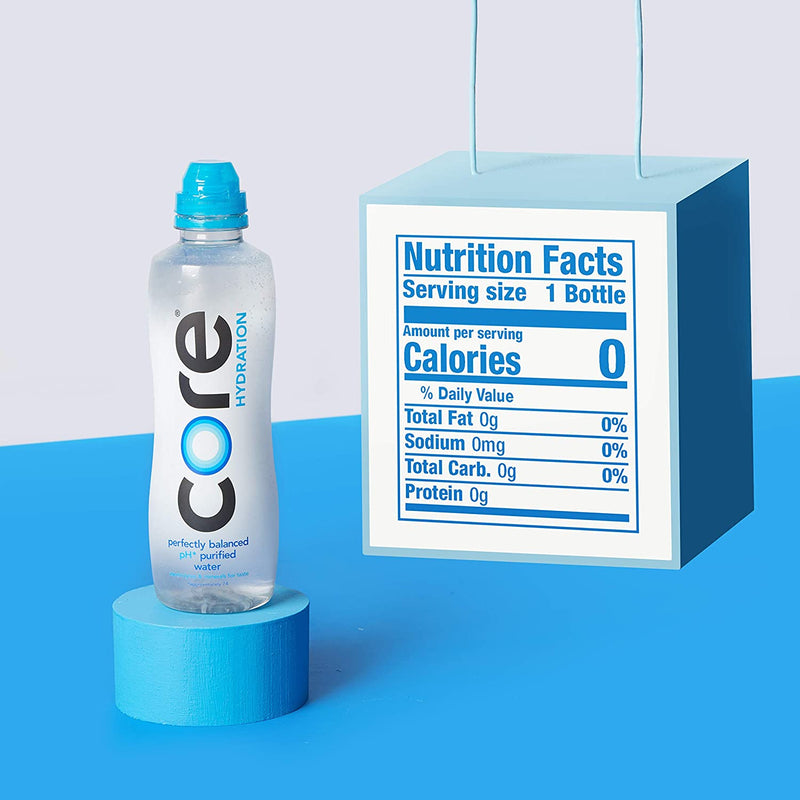 CORE Hydration, Nutrient Enhanced Water, Perfect 7.4 Natural pH, Ultra-Purified With Electrolytes and Minerals, Cup Cap For Sharing, 44 Fl Oz