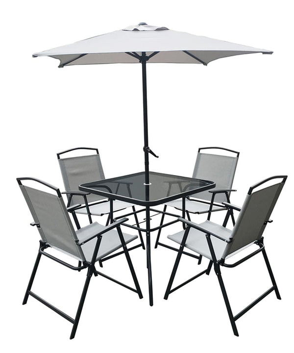 6 Piece Square Patio Set - 4 Chairs, table and umbrella