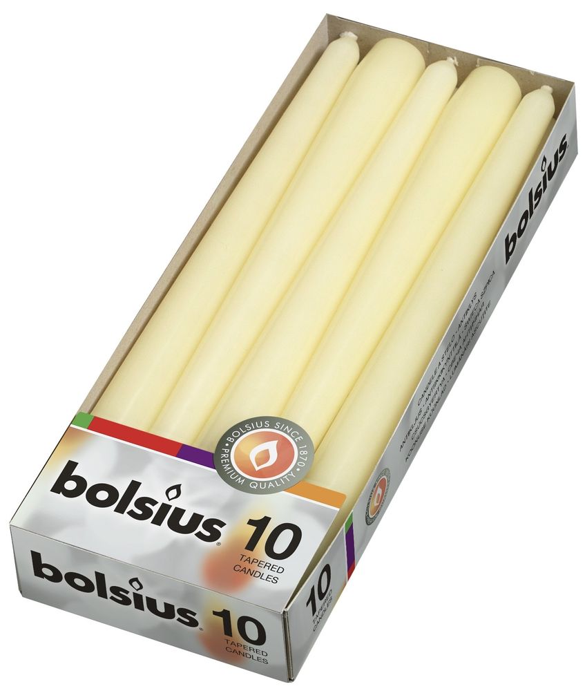 Bolsius Tapered Candles Pack 10 - Ivory