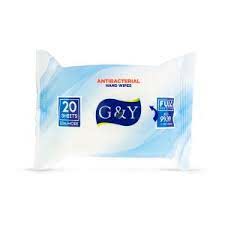 G & Y ANTI-BACTERIAL HAND WIPES 20 SHEETS