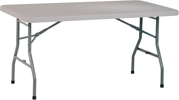 5 Foot White Plastic (Resin) and Metal Heavy Duty Folding Table