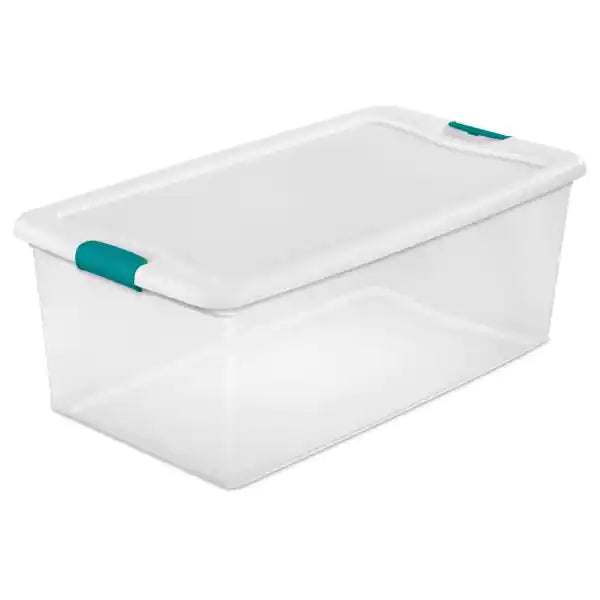Sterilite 18898004 Clear Storage Tote Box W/Latching Container Lid, 106 QT.